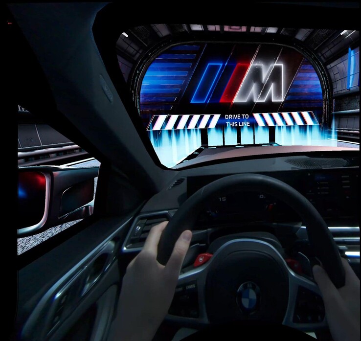 Os circuitos de corrida virtuais são percorridos e desviados usando o M4 Coupé como controle do jogo. (Fonte: BMW)
