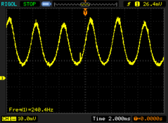 240 Hz PWM cintilando a níveis de brilho de 50 % e abaixo