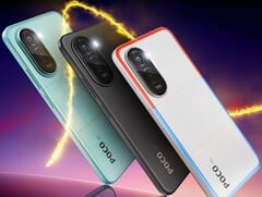 Poco M7 Plus em Aqua Blue, Carbon Black e Chrome Silver. (Fonte da imagem: Poco)