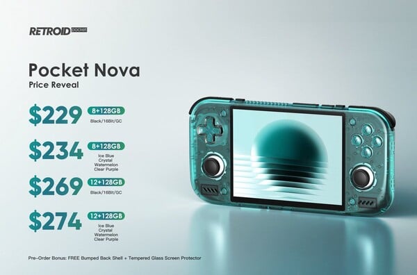 O Retroid Pocket Nova está disponível em duas configurações e sete cores.
