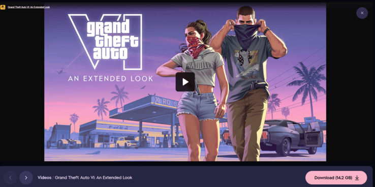 O vídeo de gameplay “Extended Look” de 26 minutos do GTA 6 já está disponível para download direto, com 14,2 GB.