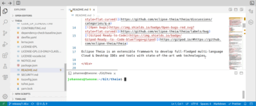 Os arquivos do projeto atual podem ser abertos no terminal clicando no nome do arquivo (Imagem: EclipseSource).