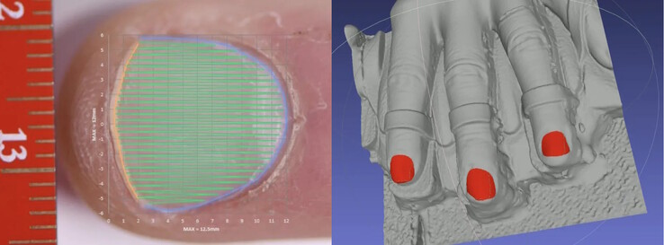 O 10 utiliza a tecnologia de detecção de imagem AI e 5 câmeras para identificar cada unha para pintar e aparar com uma precisão de 0,016 polegada (0,4 mm). (Fonte: 10Beauty)