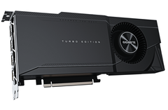 A Gigabyte GeForce RTX 3090 TURBO 24G é um soprador e cartão de dupla ranhura. (Fonte da imagem: Gigabyte)