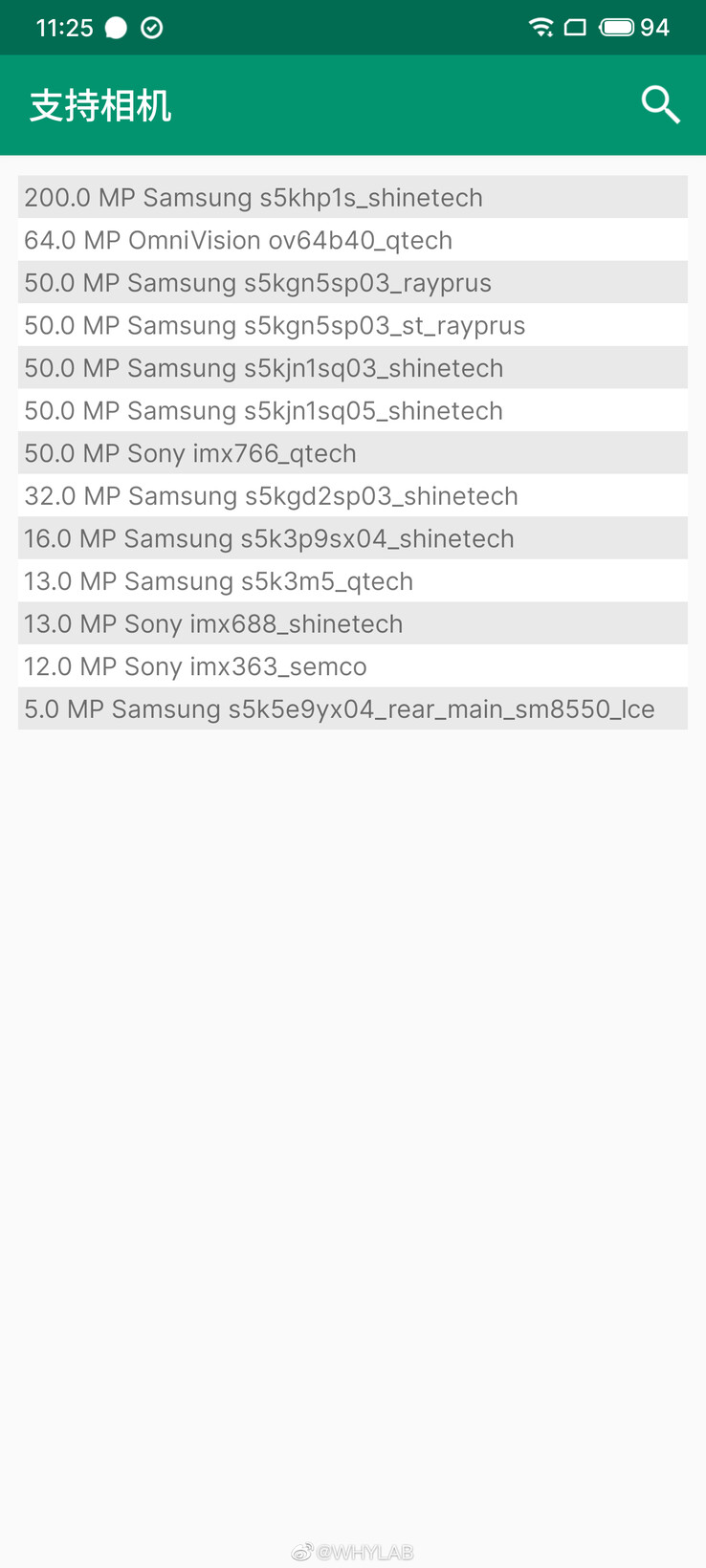 Um suposto vazamento das últimas câmeras móveis da Meizu com o atirador de 200MP "20 Fold's" no topo (Fonte: WHYLAB via Weibo)