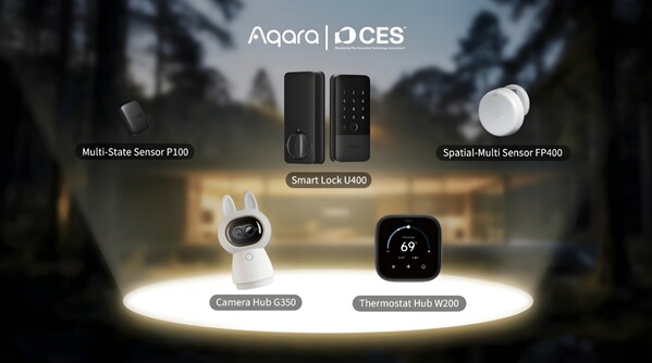 Dispositivos domésticos inteligentes Aqara CES 2026, incluindo o Smart Lock U400 (Fonte da imagem: Aqara PR)