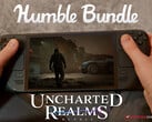 O pacote Uncharted Realms permanecerá ativo até 23 de agosto de 2025. Na foto: Steam Deck executando Fort Solis. (Fonte da imagem: Notebookcheck, Steam e Humble Bundle - editado)