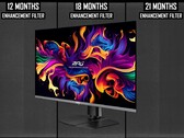 O MSI MPG 321URX é um monitor para jogos 4K QD-OLED de 32 polegadas com uma taxa de atualização de 240 Hz. (Fonte da imagem: MSI, Monitors Unboxed on YouTube, editado)