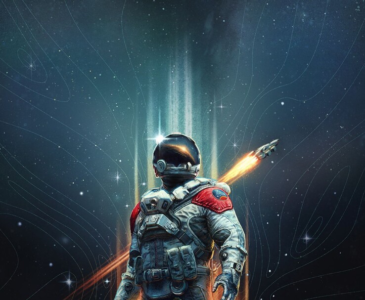 Arte oficial de Starfield com um astronauta em um traje espacial