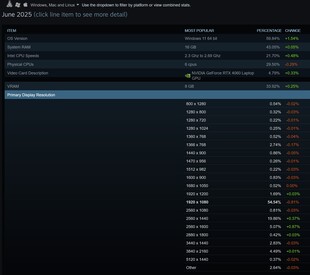 Resoluções preferidas da pesquisa Steam de junho de 2025 (Fonte da imagem: captura de tela, Steam)