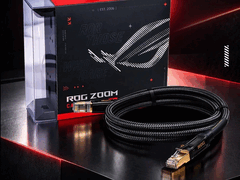 O cabo Ethernet Asus ROG Zoom Cat. 8 oferece uma largura de banda de 40 Gbps.