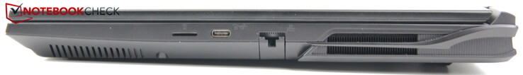 Certo: Leitor MicroSD, USB-C 3.2 Gen2 (DisplayPort 1.4, compatível com G-SYNC, Fornecimento de energia: não), RJ45/LAN