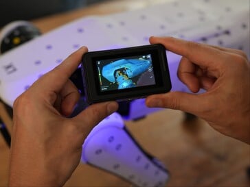 Digitalização a laser azul com marcadores.