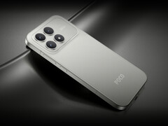 A Xiaomi vende o Poco F8 Pro nos acabamentos azul e preto, bem como na opção Titanium Silver mostrada aqui. (Fonte da imagem: Xiaomi)