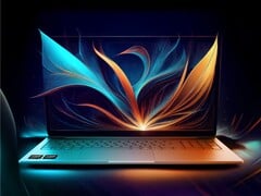 Representação artística de um portátil equipado com um processador AMD Ryzen AI série 400.
