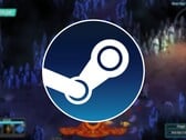 Uma imagem mostrando o logotipo do Steam e o jogo Children of Morta, atualmente à venda.
