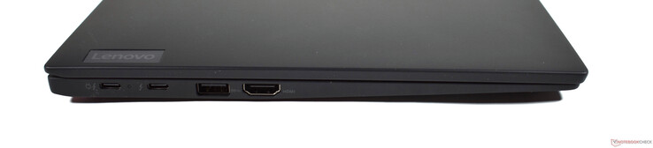 Esquerda: 2x Thunderbolt 4, USB A 3.2 Gen 1, HDMI