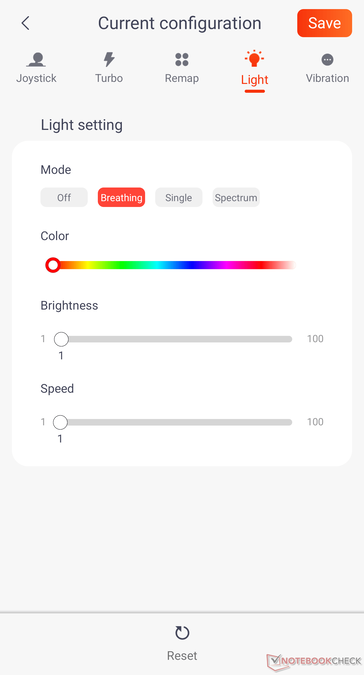 As configurações de cor dos logotipos podem ser ajustadas no aplicativo.