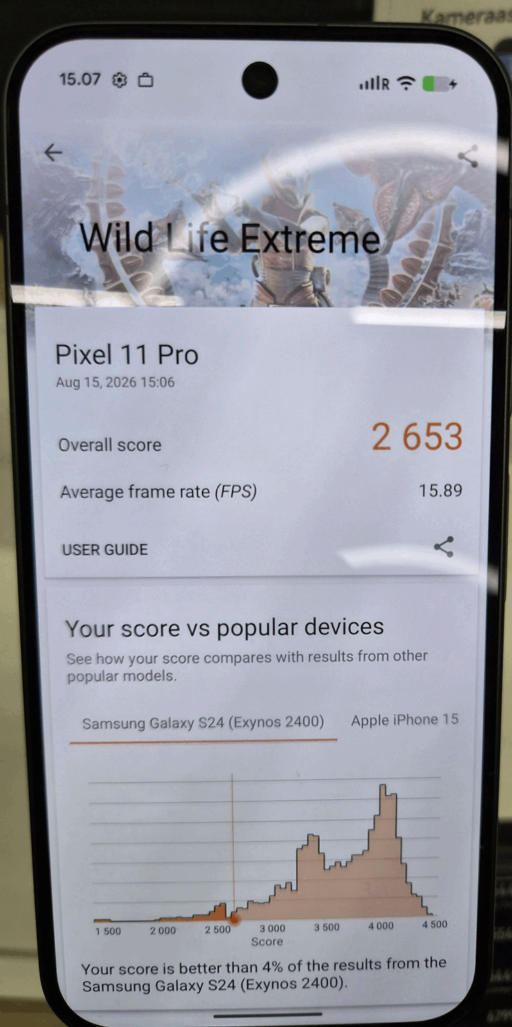 O resultado do modo “Wild Life Extreme” do Pixel 11 Pro