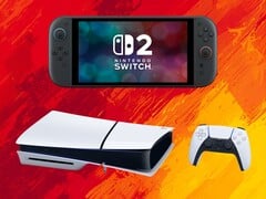 Os consoles Switch 2 e PS5 mostrados nas cores da bandeira espanhola (Fonte da imagem: Nintendo of America, Sony PlayStation com edições)