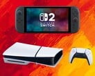 Os consoles Switch 2 e PS5 mostrados nas cores da bandeira espanhola (Fonte da imagem: Nintendo of America, Sony PlayStation com edições)