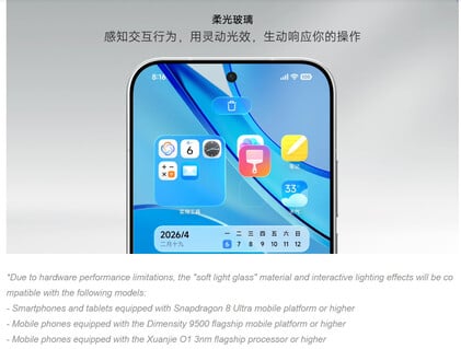 A Xiaomi destaca os celulares compatíveis com os efeitos de “vidro com luz suave”