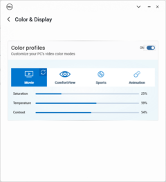 Configurações de cores