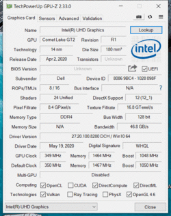 GPU-Z Intel UHD Graphics 630