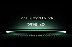 A Oppo lançará o Find N3 globalmente em 19 de outubro. (Fonte da imagem: Oppo - traduzido)