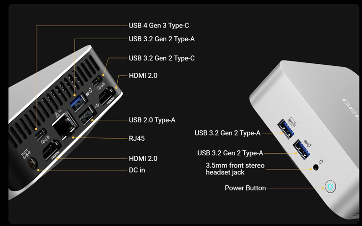 Portas de conectividade (Fonte da imagem: Geekom)