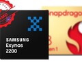 A parceria Samsung/AMD pode ter compensado o desempenho do Exynos 2200 em GPU. (Fonte da imagem: Samsung/Qualcomm/designevo - editado)