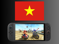 Bandeira do Vietnã acima do console Nintendo Switch 2 (Fonte da imagem: Nintendo of America)