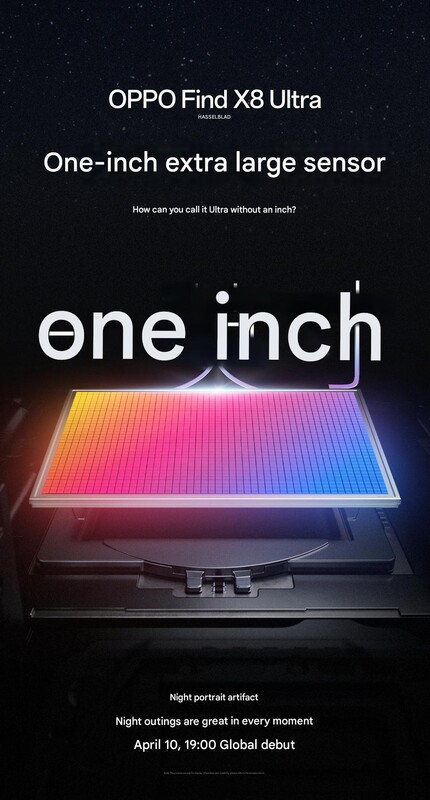 A Oppo anuncia o sensor da câmera principal de 1 polegada no Find X8 Ultra.