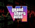 Logotipo do GTA 6 mostrado na frente do ticker de ações