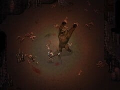 Uma imagem mostrando uma luta contra um urso em Drova - Forsaken Kin, agora com 50% de desconto.