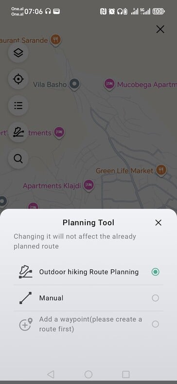 Uma captura de tela do recurso Amazfit Route Planning no aplicativo Zepp. (Fonte da imagem: Notebookcheck)
