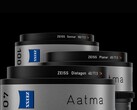 Lentes primárias de cinema Zeiss Aatma full-frame T1.5 com várias distâncias focais, incluindo modelos de 40 mm, 65 mm e 100 mm