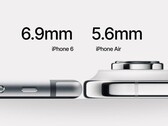 iPhone Air: Apple O telefone mais fino de todos os tempos não parece tão fino em comparação com o iPhone 6, mas provavelmente é muito mais robusto. (Fonte da imagem: Reddit)