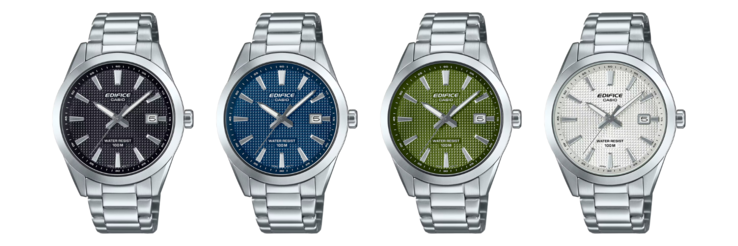 Da esquerda para a direita: os relógios Casio EFV-160D-1AV, EFV-160D-2AV, EFV-160D-3AV e EFV-160D-7AV. (Fonte da imagem: Casio, edite)
