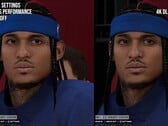 Diferença visual na renderização dos caracteres no NBA 2K27 com e sem o DLSS 5.