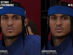 Diferença visual na renderização dos caracteres no NBA 2K27 com e sem o DLSS 5.