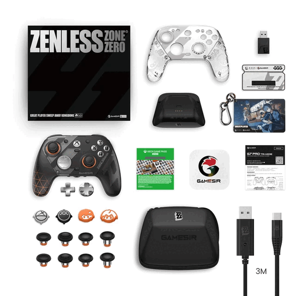 O GameSir G7 Pro Zenless Zone Zero Edition vem com vários acessórios.