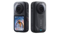 A Insta360 X6, mais compacta, aparentemente oferece sensores de 1/1,1 polegada e uma bateria maior, de 2.600 mAh.