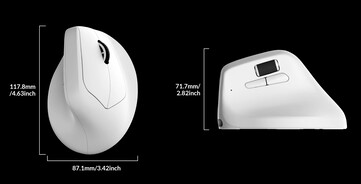 Dimensões do mouse vertical sem fio para jogos Keychron M5 8K. (Fonte da imagem: Keychron)