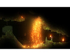 Uma captura de tela de Noita que mostra o sistema de destruição elementar do jogo. (Fonte da imagem: Steam)