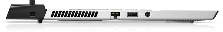 Esquerda: Kensington, LAN, USB-A 3.0, conector de áudio de fone de ouvido (fonte de imagem: Dell)