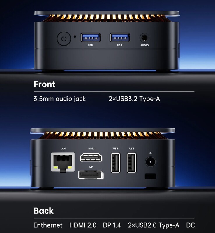 O mini PC Kamrui Essenx E1 oferece uma seleção decente de portas. (Fonte da imagem: Kamrui)