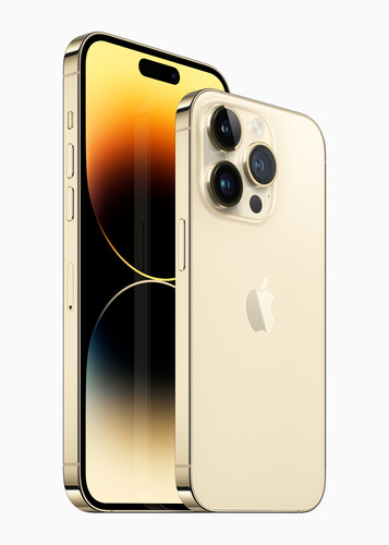 iPhone 14 Pro e iPhone 14 Pro Max - Ouro. (Fonte de imagem: Apple)