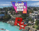 Mapa do GTA 6 mostrado com o logotipo da Rockstar Games (Fonte da imagem: Rockstar Games, Rockstar Games YouTube com edições)