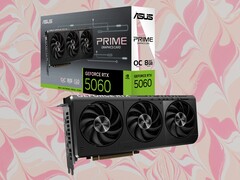 O Asus Prime GeForce RTX 5060 é um modelo com overclock e clock de 2.595 MHz. (Fonte da imagem: Asus, Unsplash, editado)